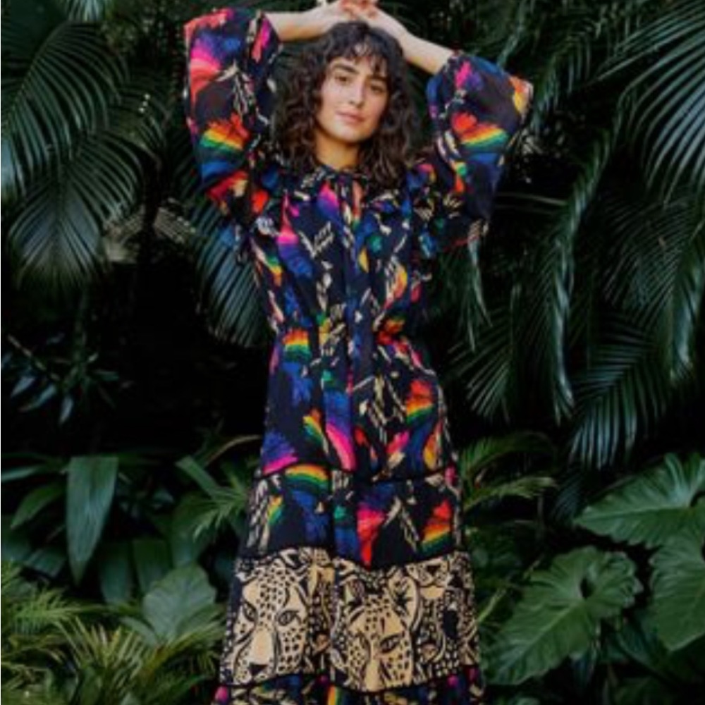 Farm Rio Maxi Macaws Flight Dress